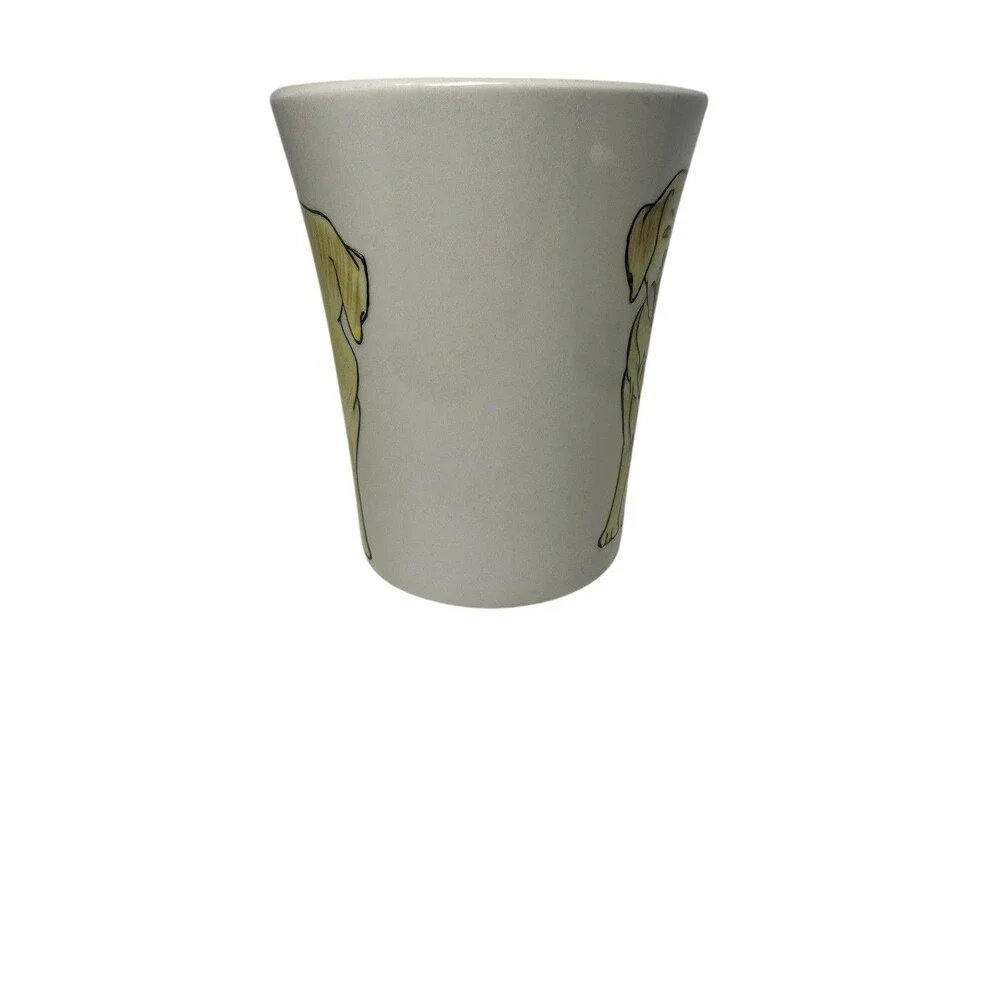 Pier 1 Stoneware Coffee Mug Cup W/ Tail Handle Yellow Lab Golden Retriever 16 oz